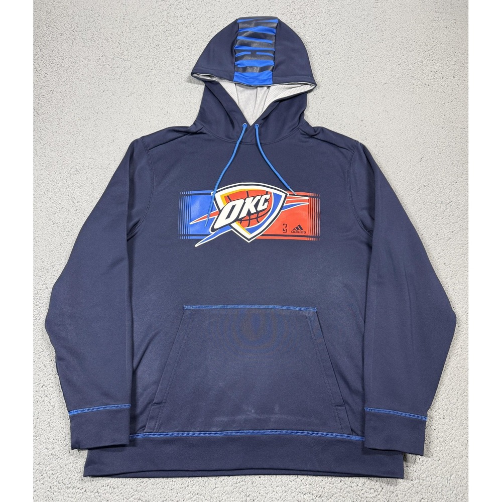 Adidas Oklahoma City Thunder Hoodie Mens Large Blue NBA Basketball ClimaWarm